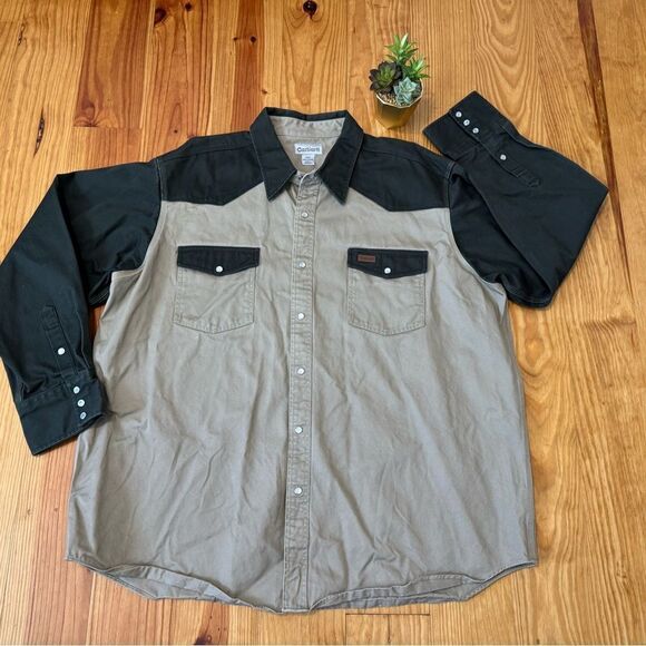 Carhartt Men's Ironwood Pearl Snap Twill Heavyweight Work Shirt S123 KMS SZ 3XL - Picture 1 of 7